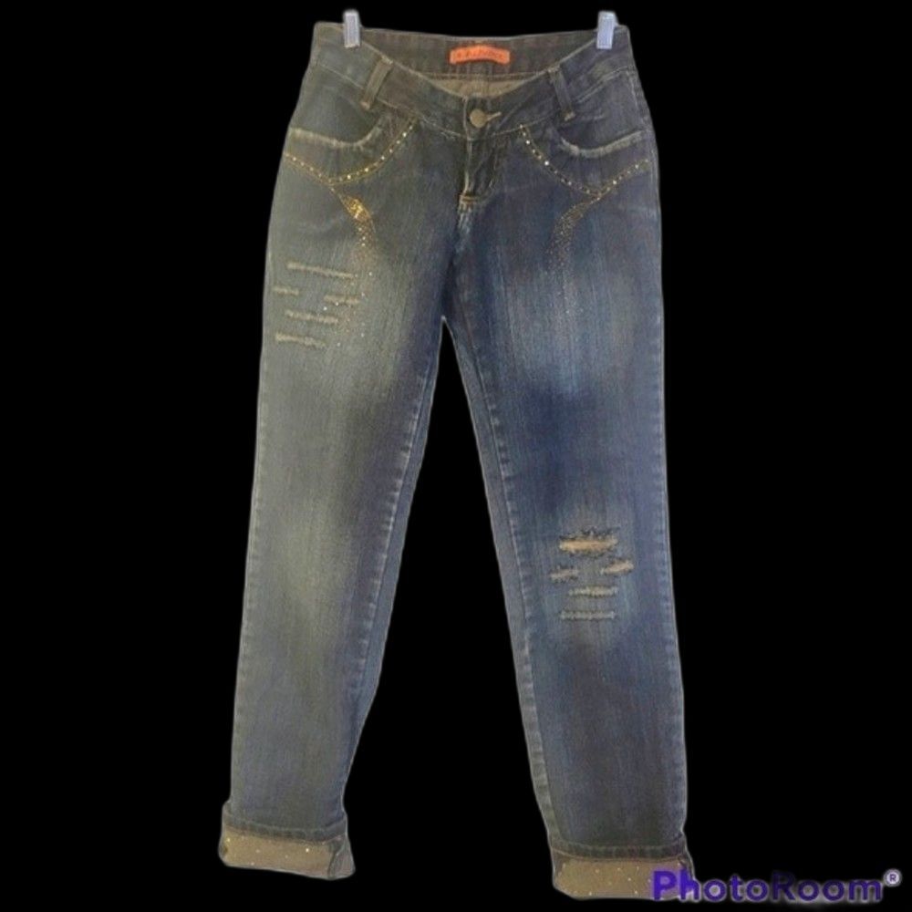 Sawary Women's Distressed Skinny Butt Lift Brazillian Jeans- Size 38 US 2 NEW!
